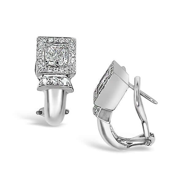 Platinum Square Princess Cut Diamond Earrings - Chris Correia