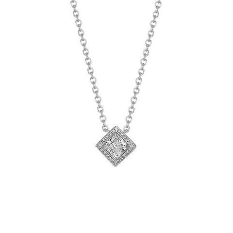 Platinum Square Princess Cut Diamond Necklace - Chris Correia