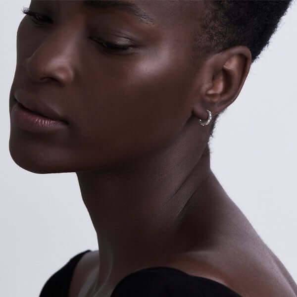 Platinum 'Sugarloaf' Diamond Hoop Earrings - Chris Correia