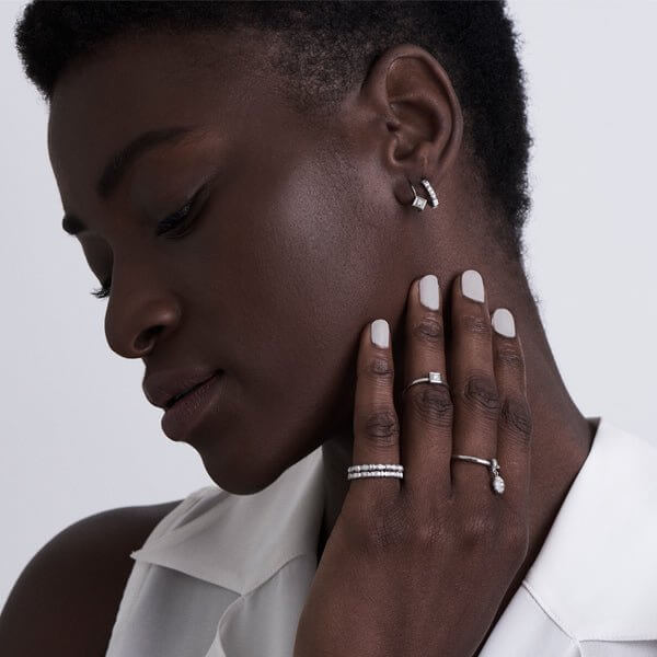 Platinum 'Sugarloaf' Diamond Hoop Earrings - Chris Correia