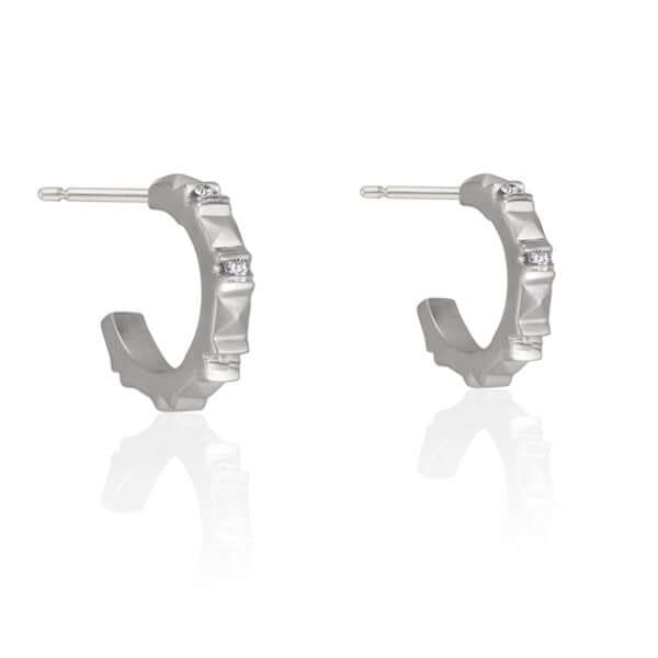 Platinum 'Sugarloaf' Diamond Hoop Earrings - Chris Correia