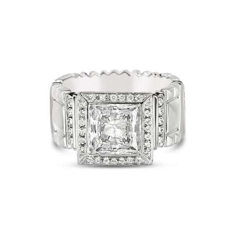 Platinum 'Sugarloaf' Large Square Diamond Engagement Ring - Chris Correia