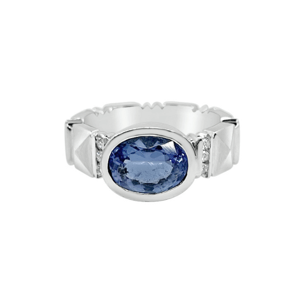 Platinum 'Sugarloaf' Oval Tanzanite Diamond Ring - Chris Correia