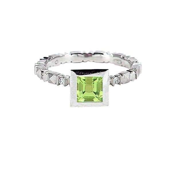 Platinum 'Sugarloaf' Peridot Diamond Ring - Chris Correia