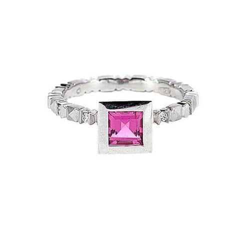 Platinum 'Sugarloaf' Pink Tourmaline Diamond Ring - Chris Correia