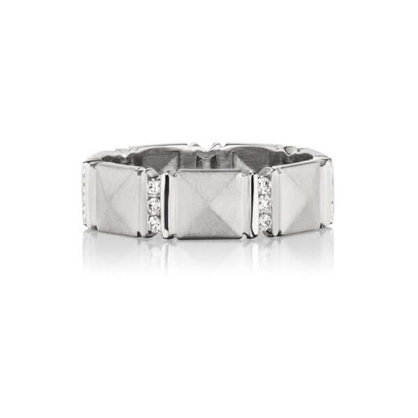 Platinum Wide 'Sugarloaf' Diamond Band Ring - Chris Correia