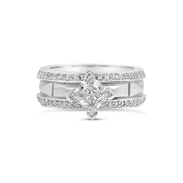 Platinum Wide 'Sugarloaf' Princess Cut Diamond Engagement Ring - Chris Correia