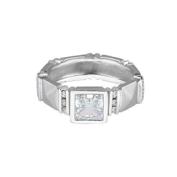 Platinum Wide 'Sugarloaf' Square Diamond Engagement Ring - Chris Correia